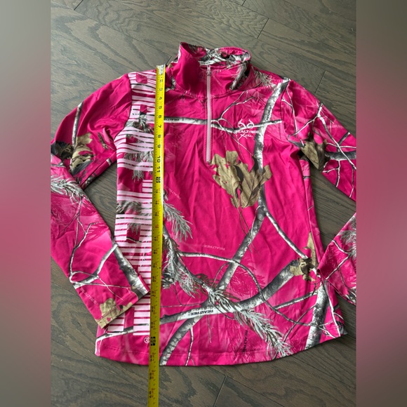 Realtree Women's 1/4 Zip Pullover Shirt Camo Thumbholes Long Sleeve Pink Size XL - Picture 7 of 16